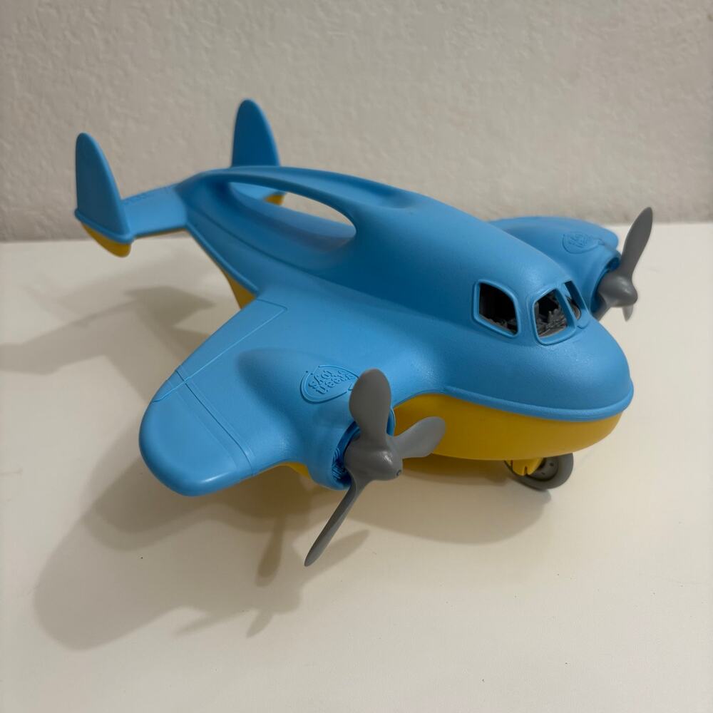 Green Toys Cargo Plane Blue Yellow W/ Orange Mini Car USA Recycled Plastic